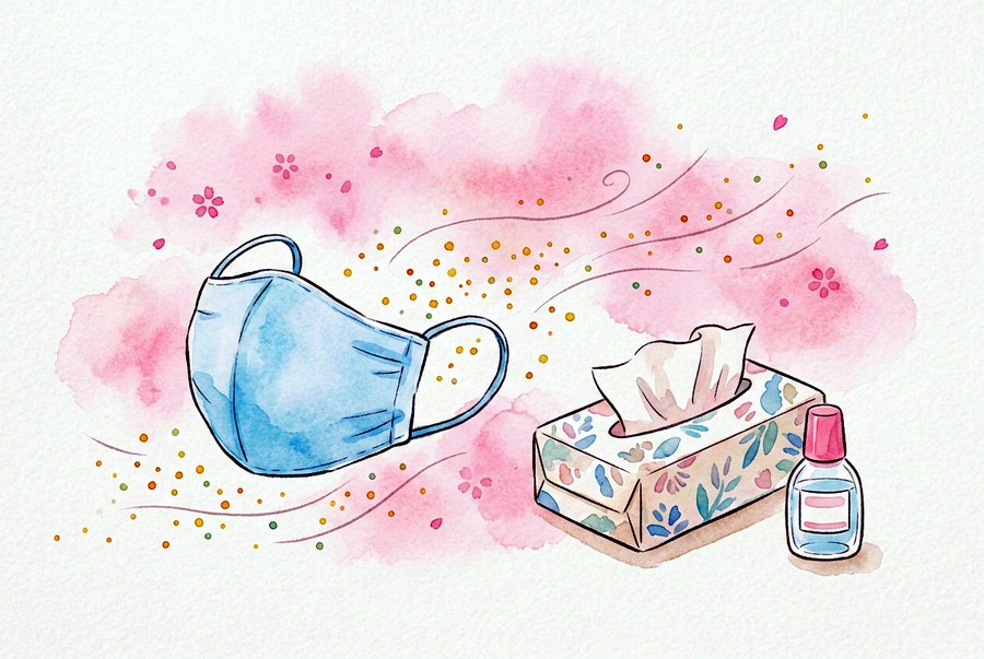 季節の健康の水彩イラスト