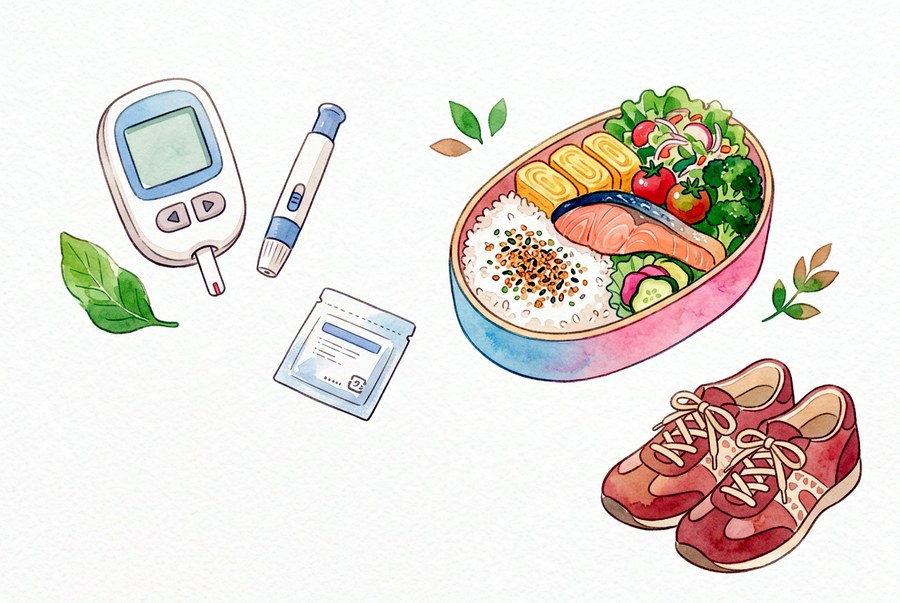 生活習慣病の水彩イラスト