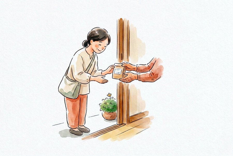 在宅・地域の水彩イラスト